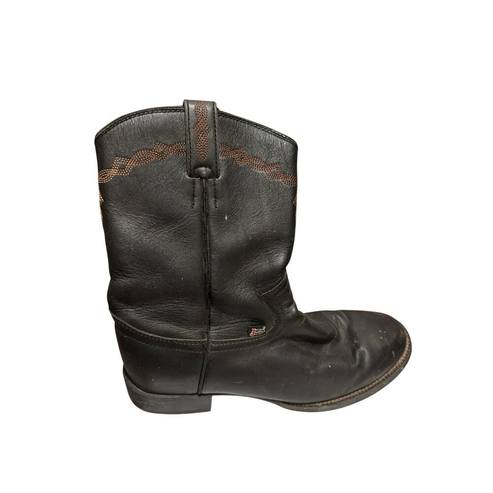 Justin Boots Men's Size 8.5 D Black Leather Roper 4606 Cowboy Western